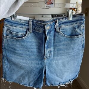 Casual High Rise Boyfriend Blue Denim Women's Jean Shorts